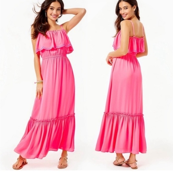 Lilly Pulitzer Dresses & Skirts - Lilly Pulitzer Adia Maxi Dress Love Potion Pink Maxi Dress size S